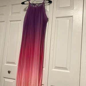 Multicolor Boho Womens Ombre Pleated Halter Dress